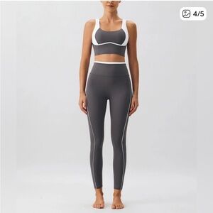 Berlook Gray and White Women's workout Activewear Set small